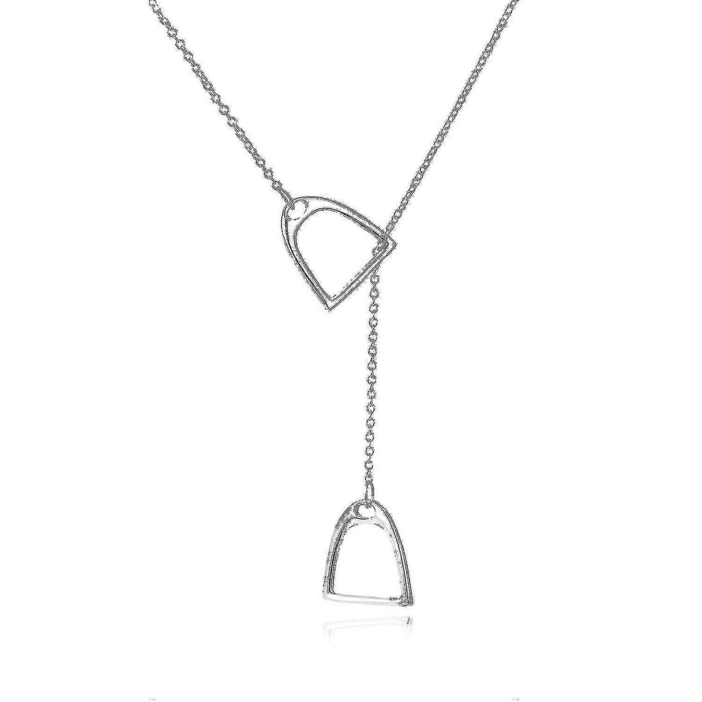 Kikidex (As Show, One Size) 925 Sterling Simple Double Horse Striped Lariat Necklace Horse (Silver) Silver