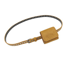 Retro Large Eyelet Waist Bag Belt with Detachable Coin-Yellow