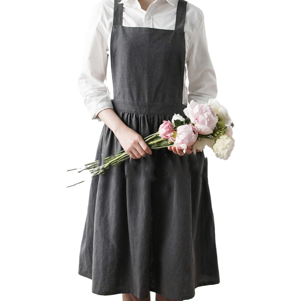 (Grey) Excellent Women S Cotton Linen Aprons For Kitchen Cooking Elegant Wide-image-OPC-PMQJC9M-NEW