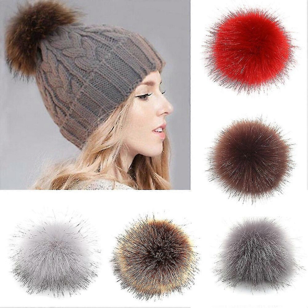 Kikidex (As Show, ) 12Cm Fake Fur Hair Fluffy Pompom Ball Pendant Hat Bag Shoes Diy Accessories White