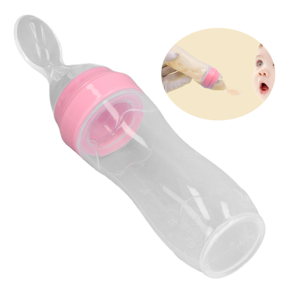 Hand-Eye Coordination Silicone Spoon Feeder Bpa Free Pink