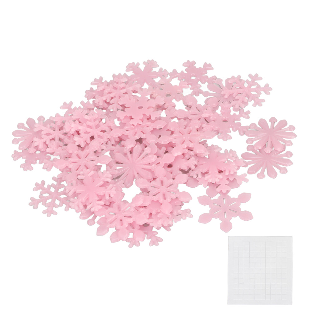 Pink 50Pcs Christmas Glow Wall Stickers Luminous Snowflakes Decor 3X3cm