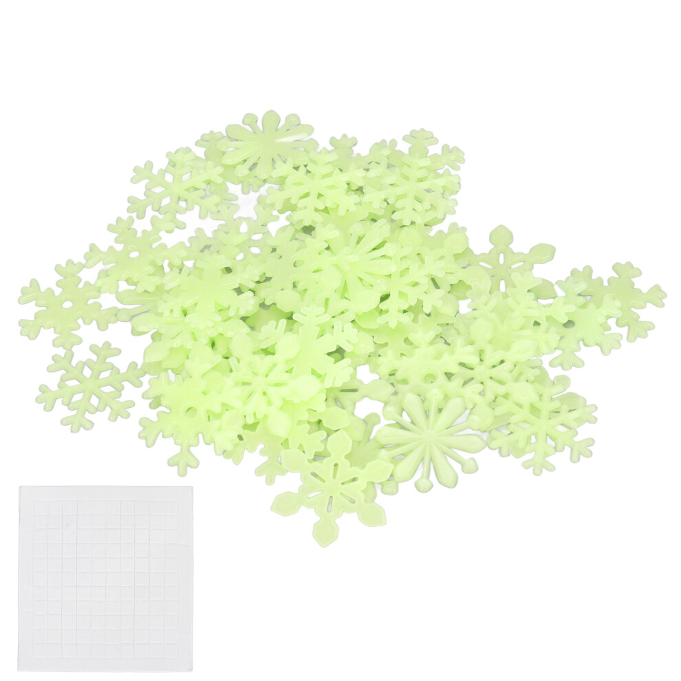 50pcs Christmas Glow Wall Stickers, 3D Fluorescent Snowflakes, Home Decor