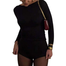 Stretch Rayon T-shirt voor dames, dagelijks casual-Zwarte L