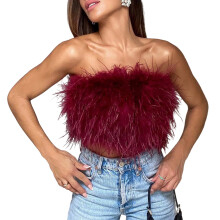 Nepbont tanktops Strapless Bandeau Tube Top Bustier-wijnrood S