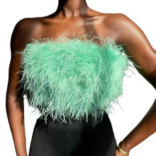 Namaakbont Crop Tops Strapless Bandeau Tube Top-Groene M