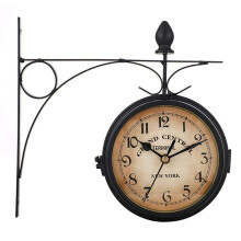 Classic Double Sided Wall Clock Retro Style Outdoor Garden Wall Clock Indoor Outdoor Wall Clock Patio Yard
