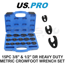 US PRO 15PC Crow Foot Spanner Set 8mm-24mm Heavy Duty Open End Wrench 7594