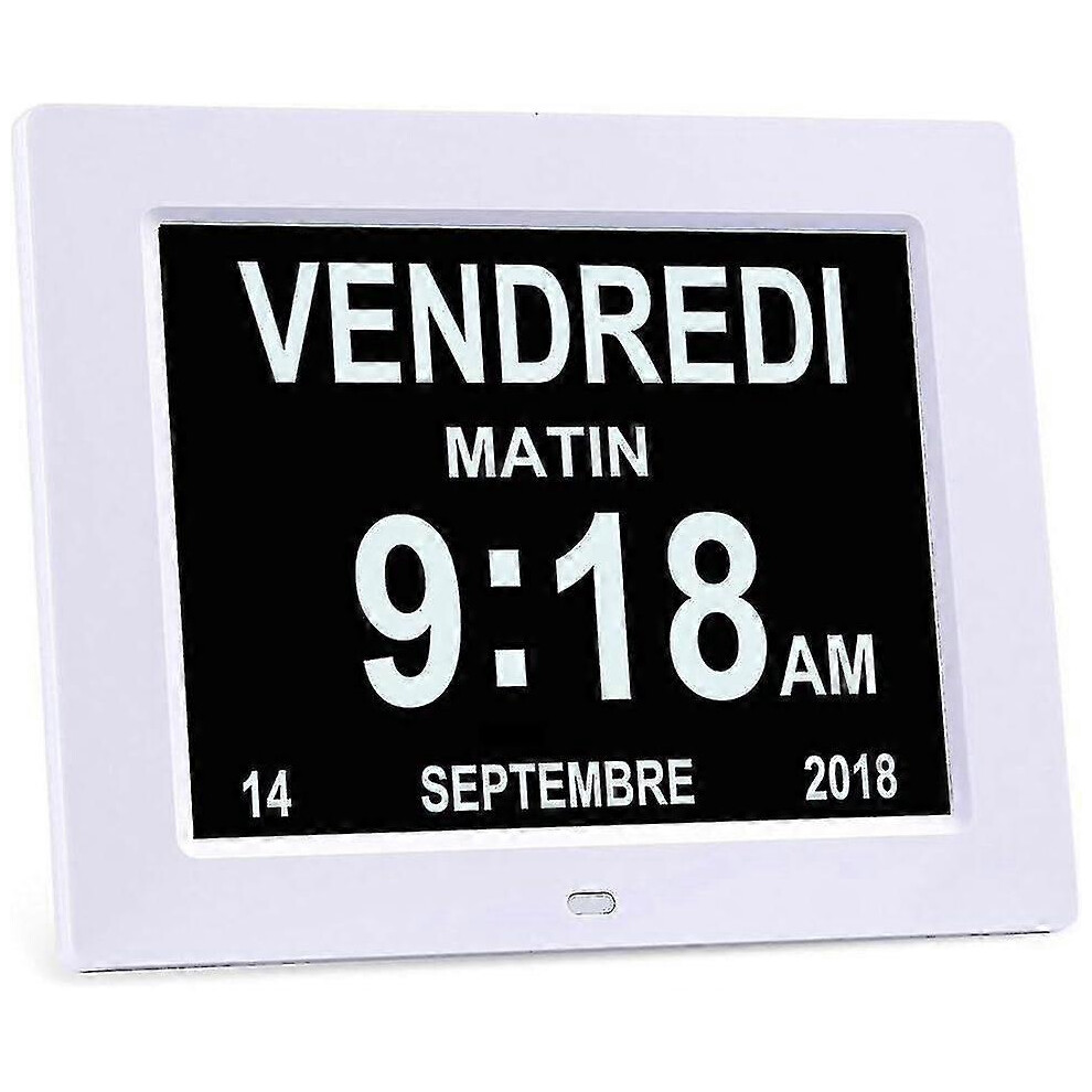 Kikidex (As Show, One Size) 8" Lcd Digital Calendar Clock With Date, Calendar Clock With Date, Day And Time | Alzheimer's Clock