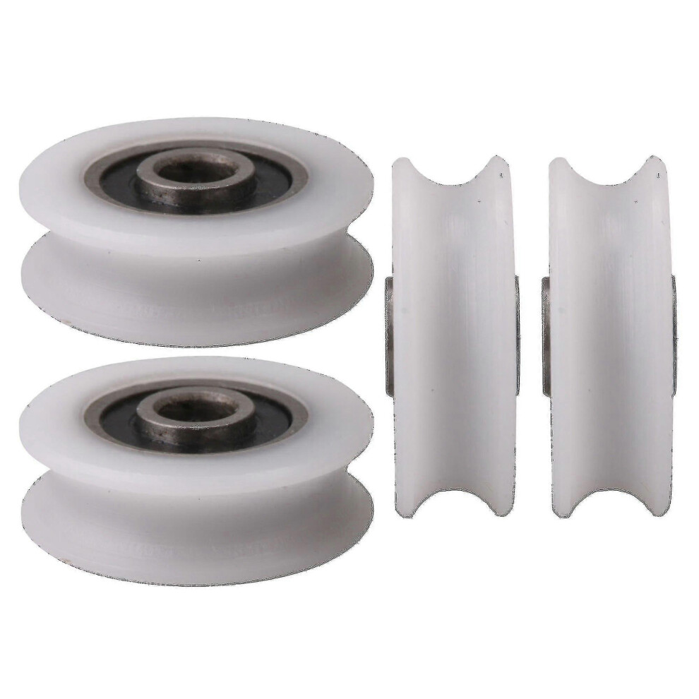 Kikidex (As Show, One Size) 4Pcs 22X6x8mm Inner Dia 6Mm U-Groove Nylon Pulley Wheel For Sliding Door White
