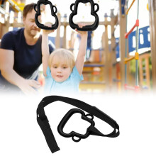 Durable 1Pair Kids Gymnastic Rings with Adjustable Straps 331lb Black