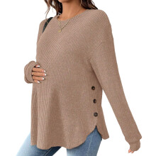 Soft Stretchy Maternity Pullover Cosy Warm Wear for-L Khaki