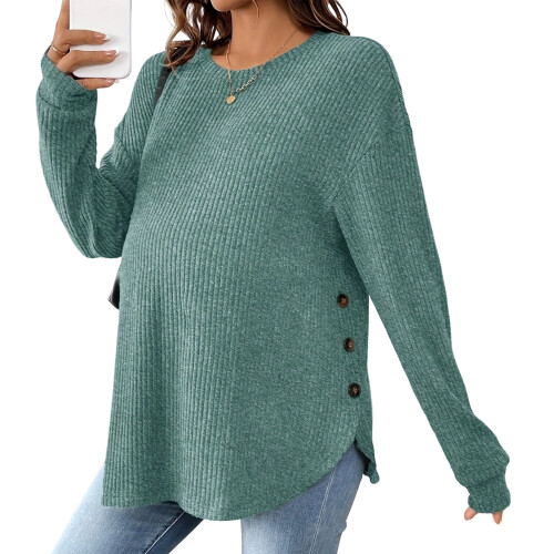 Soft Stretchy Maternity Pullover Cosy Warm Wear for-XL Green