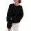 Women's chunky knit soft loose round neck pullover-Black XL 1