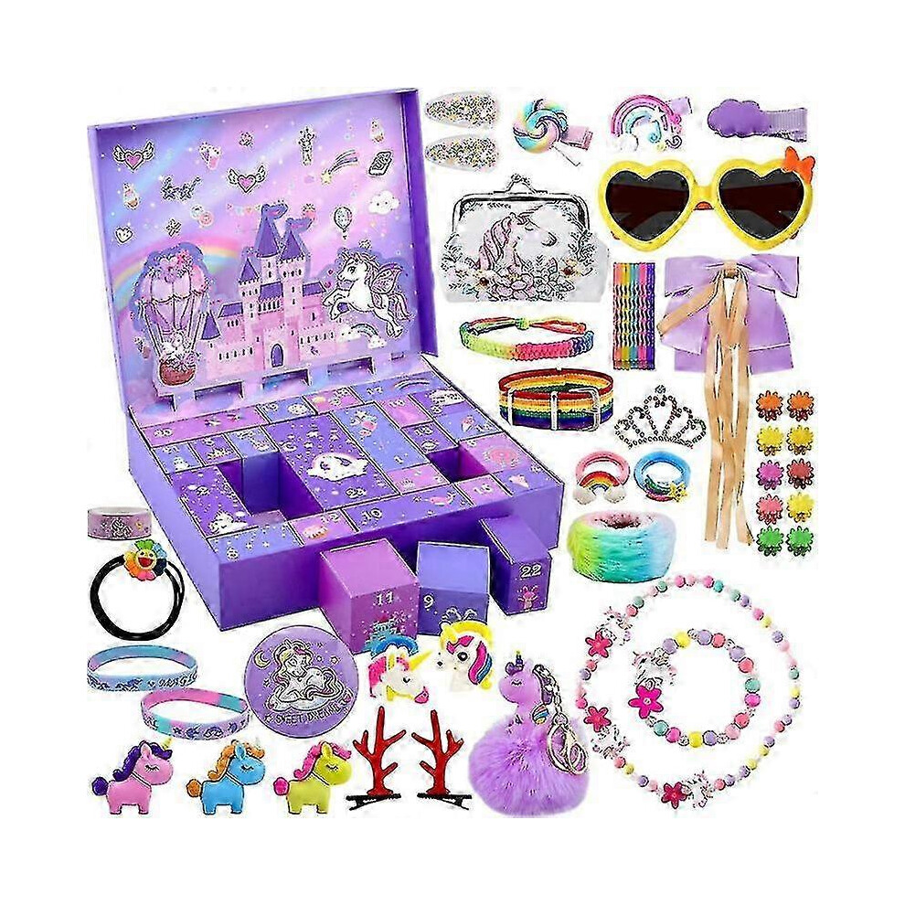 Kikidex (As Show, One Size) Kids Advent Calendar ,Girls Unicorn Jewelry Toy 24 Days Countdown Calendars