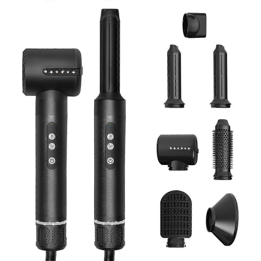Kikidex (As Show, ) 7 In 1 Electric Hair Dryer Blow Hair Curler Set Detachable Styler Hot Air Brush White