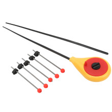 Canna da pesca su ghiaccio mini gialla, 5 pezzi, molla a sfera rossa