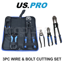 US PRO Tools 3PC Wire & Bolt Cutting Set In Pouch 7237