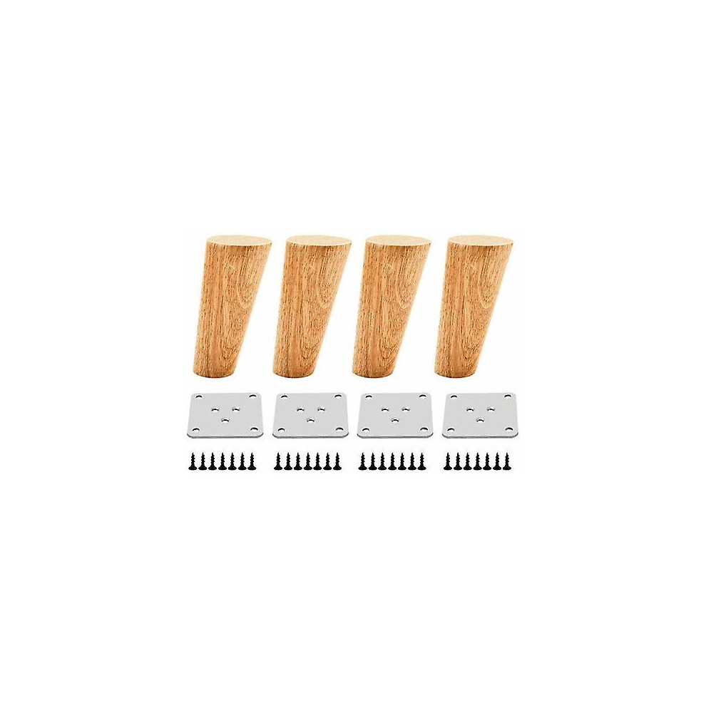 Kikidex (As Show, One Size) 4 Wooden Furniture Legs 10Cm - Feet For Table, Bed, Wardrobe - With Mounting Plates And Screws