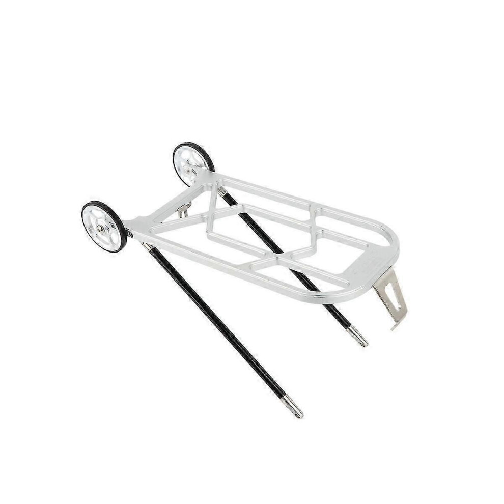 Kikidex (As Show, One Size) For Folding Bicycle Rear Shelf Aluminum Alloy With Easy Wheel Folding Bicycle Rear Rack