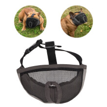 Adjustable Gray Bulldog Mesh Muzzle for Pugs, Chihuahuas, XL
