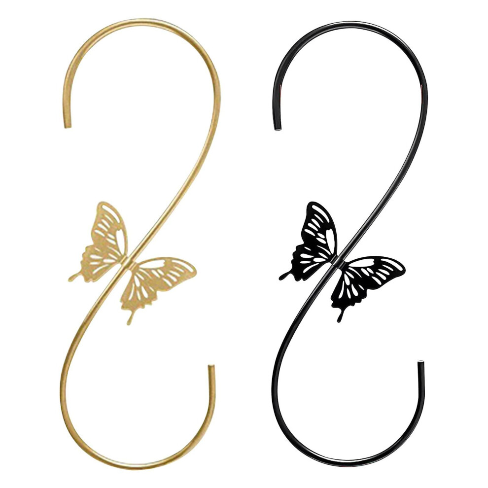 Kikidex (As Show, One Size) 2Pc Hook Wrought Iron Butterfly Clothespins Multifunctional Hook Feeding Hook