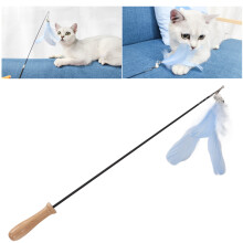 Lustiger Katzenstick mit Feder, ausziehbar bis 81,5 cm, Blau