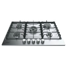 75cm Five Burner Gas Hob : Stainless Steel