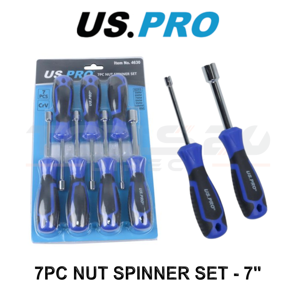 US PRO Tools 7pc Nut Spinner Screwdriver Set  5 - 13mm CR-V 4630-image-OPC-PMQKKZY-NEW