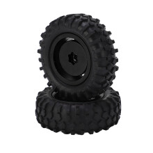 2 Stück 55 mm Metallradfelgen und Reifen Set für 1/24 RC Auto Schwarz
