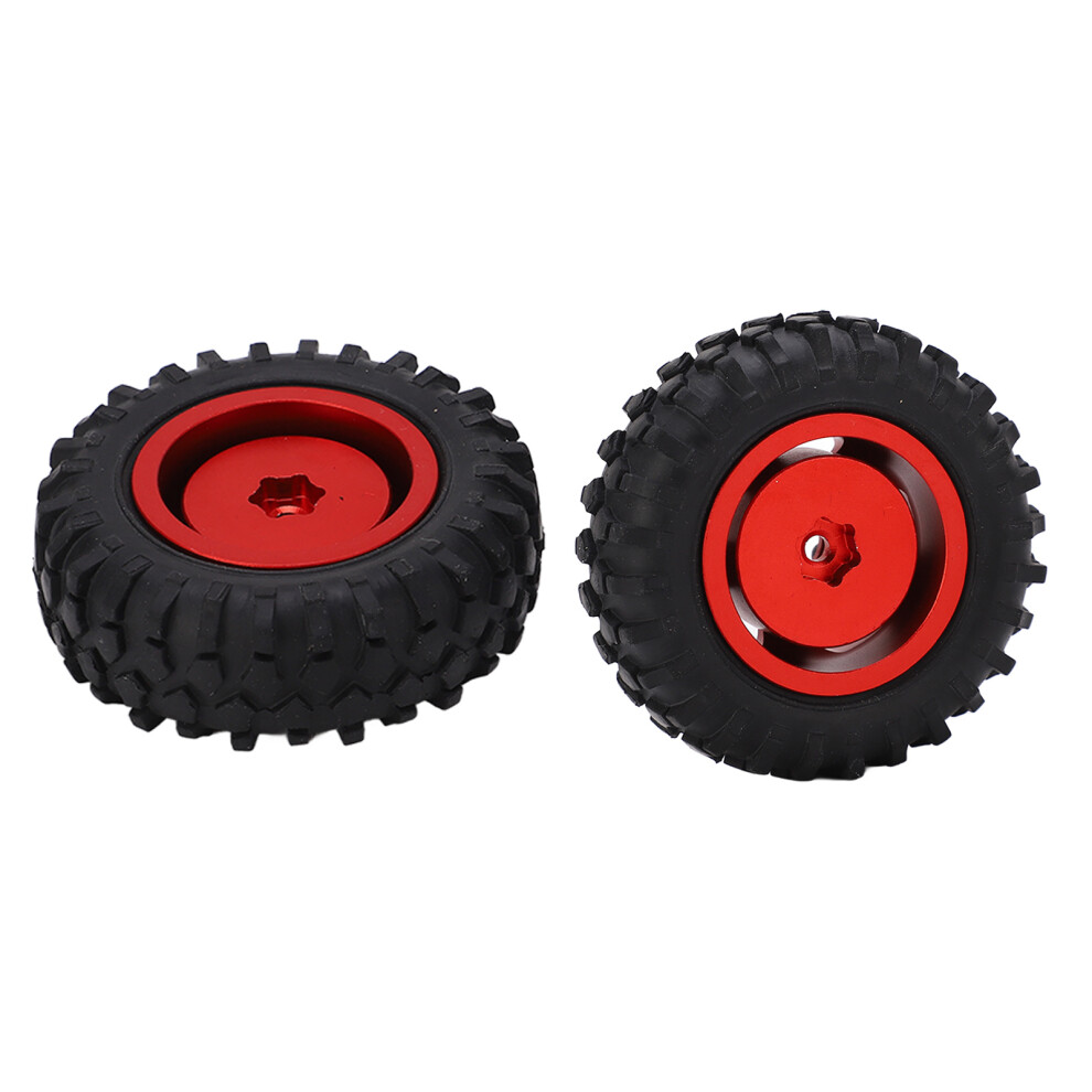 2Pcs 55Mm Metal Wheel Rims & Tires Set For 1/24 Rc Car, Red 8701357830839