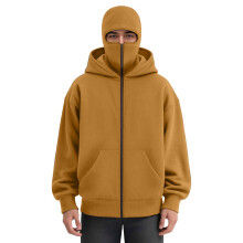 Unisex Men's Full-Zip Hooded Casual-Earthy yellow L