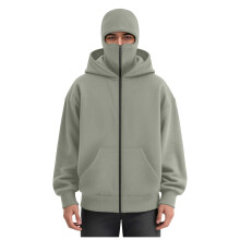 Unisex Men's Full-Zip Hooded Casual Long-Sleeved-Bean green XXL