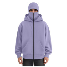 Unisex Men's Full-Zip Hooded Casual Long-Sleeved-Lavender XXL