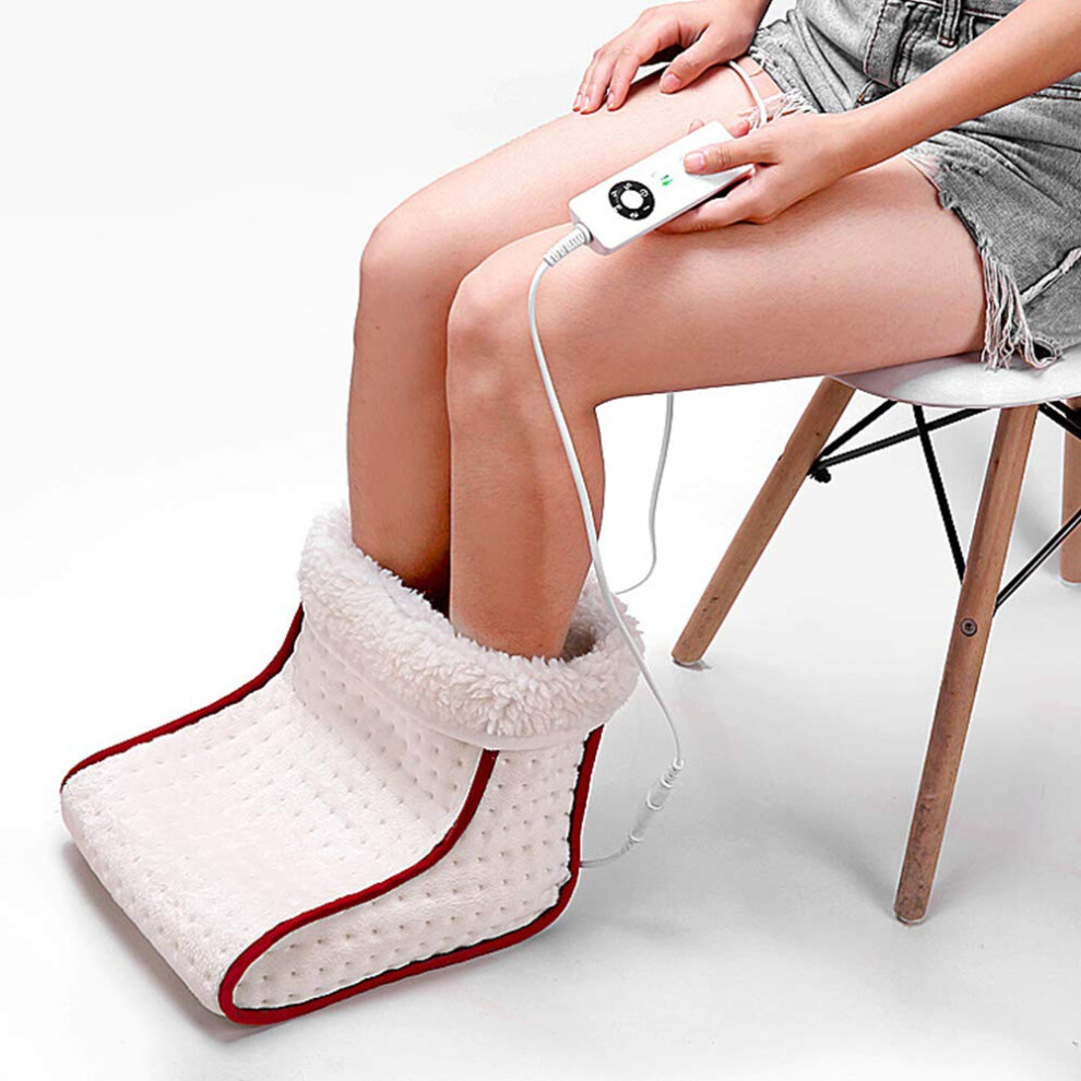 Foot Warmer Electric With Adjustable Temp, 5 Heat Settings, Auto Shut Off, Double-Sided Crystal Velvet Lining, Controller, Beige