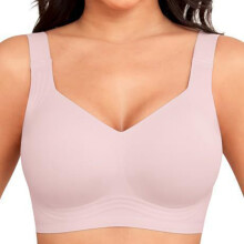 Invisible No Underwire Bra Full Cup Padded Lift-pink XL