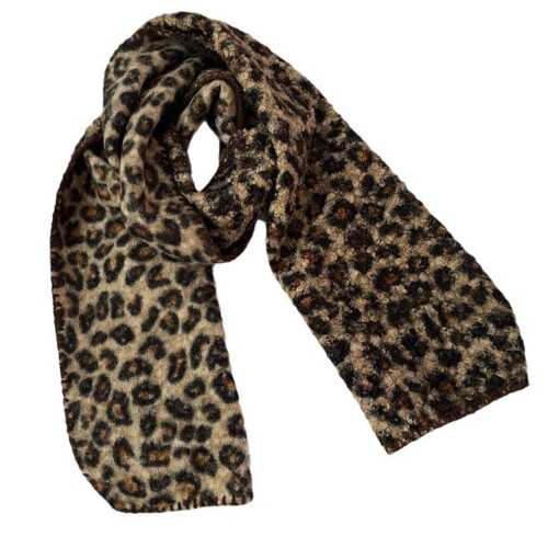Winter Leopard Print Scarf Warm Lightweight Polyester-Camel