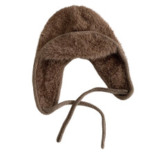 Winter Trapper Hat Thick Plush Fleece Lined Ear- Brown