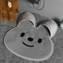 Rabbit Foot Rubbing Artifact Silicone Bath Mat For Shower Larger Foot Scrubber Gray Anti-Slip Suction Cups