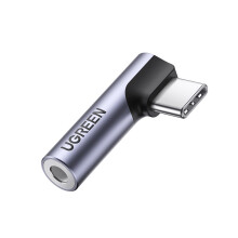 Ugreen USB-C-Adapter (Stecker) abgewinkelt auf 3,5-mm-Miniklinkenstecker (Buchse) - grau
