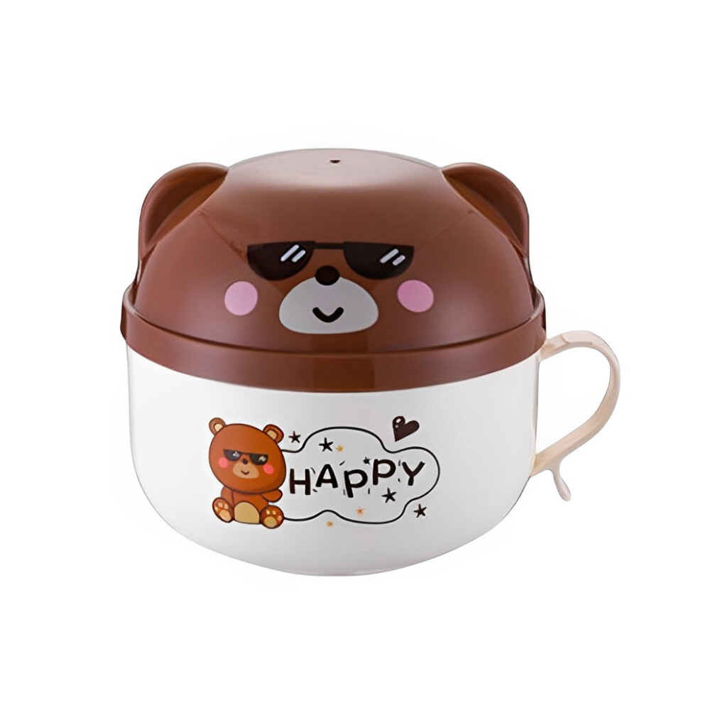 (Brown) Instant Noodle Bowl Stainless Steel with Lid Lunch Box for Student-image-OPC-PMQKTXH-NEW