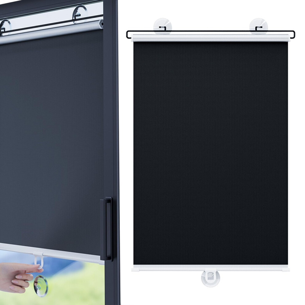 Sun Shade Roller Blind For Windshield Coverage Car Window Sunshade With Suction Cup Mount 40X60cm Titanium Cloth Silver 9339159983942