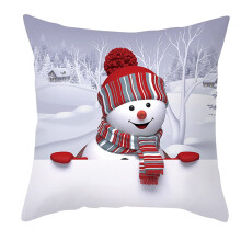 Snowman Pillow 45x45cm, Christmas Backrest Cushion, Silver Color For Bedroom Decor