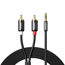 Ugreen 3,5 mm Mini-Klinke auf 2RCA Audio-Adapterkabel, 1,5 m - Schwarz