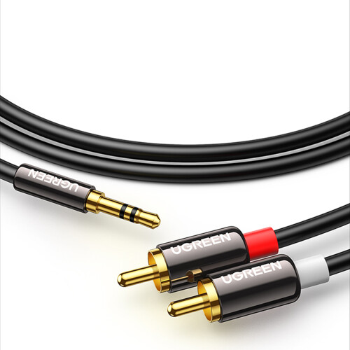 Kabel adaptera audio Ugreen 3,5 mm Mini Jack na 2RCA, 1,5 m - czarny 2