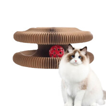 Accordion Organ Cat Scratching Board Toy With Bell Ball For Small To Medium Animals Pet Enrichment Play Game