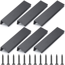 (As show, One size) Furniture Knobs and Handles,6 Pieces Black Cabinet Handles, Invisible Furniture Handle 120mm
