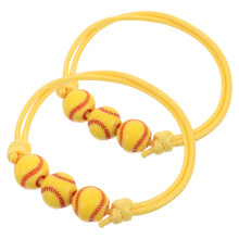 2Stk Geflochtenes Baseball Wristband Gelb Für Sportliche Mode