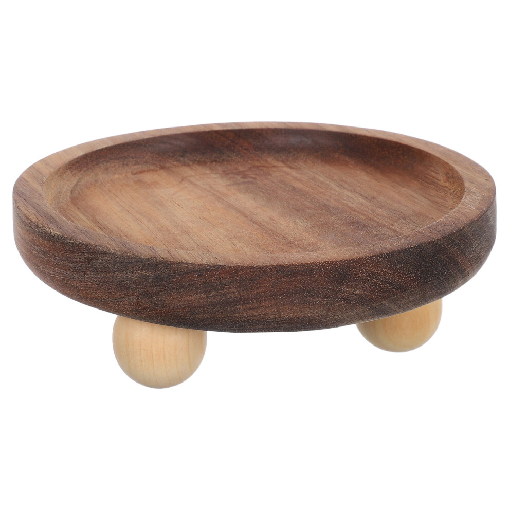 Light Brown Wood Serving Tray Footed Smooth Finish Pastry Platter-image-OPC-PMQM8NS-NEW