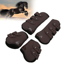 Impact Resistant Horse Leg Guards M: 4Pcs Set in Brown with Easy Straps